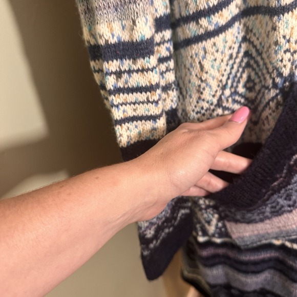 Free People Yesterday's Smile Open Cardigan Wool Alpaca Fair Isle Size Large - Picture 5 of 9